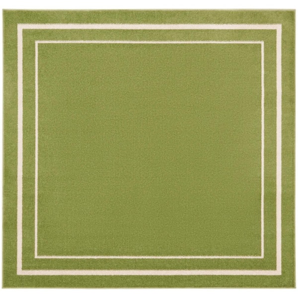 Nourison Nourison Essentials Green Ivory 5 ft. x 5 ft. Solid Contemporary Square Area Rug