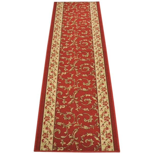 Unbranded Veronica Cut to Size Red Color 31.5" Width x Your Choice Length Custom Size Slip Resistant Runner Rug