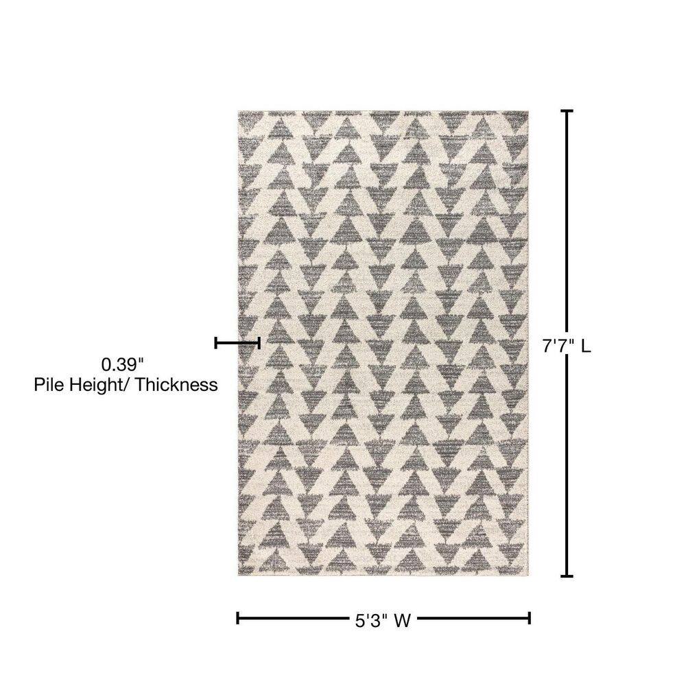 Handmade Moroccan Triangle Cream & Gray Synthetic Area Rug