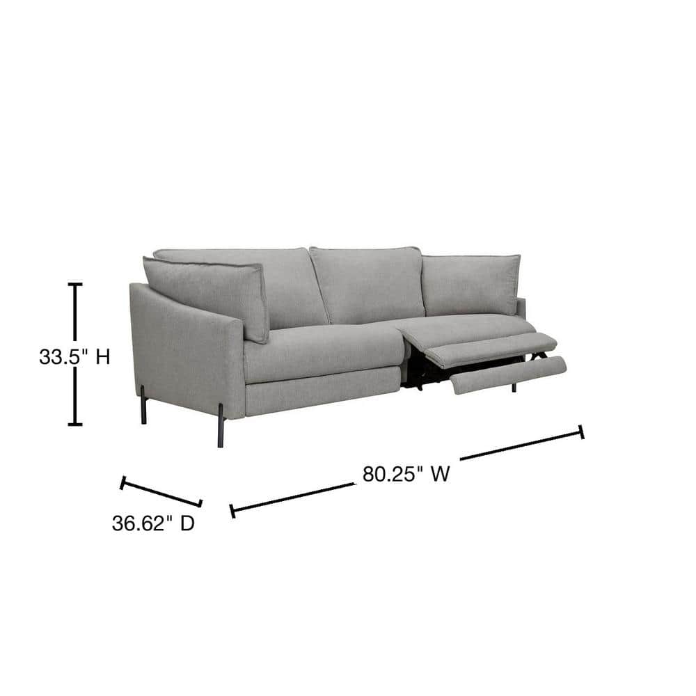 Juliett 80" Gray Fabric Power Reclining Sofa with Removable Cushions