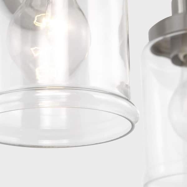 Generation Lighting - Studio Anders Medium 14 in. 2-Light Brushed Nickel Bathroom Bedroom Wall Vanity Light with Clear Glass Shades