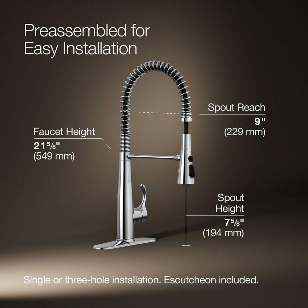 Polished Chrome Semi-Professional Kitchen Faucet with Pull-Out Spray