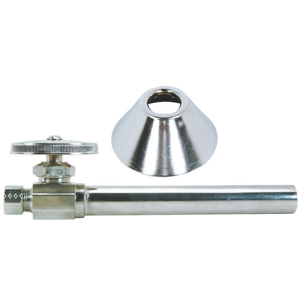 BrassCraft•Chrome•Compression Straight Stop•1/2" Inlet x 3/8" Outlet•Multi-Turn 26613003481