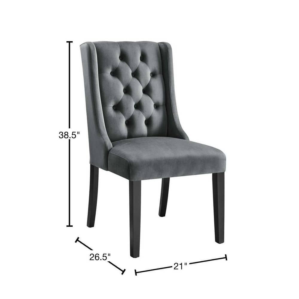 Baronet Gray Velvet Upholstered High Back Side Chair Set