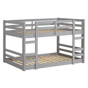 Low Solid Wood Twin Over Twin Bunk Bed - Grey