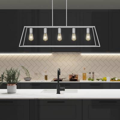 Adele 38 in. 5-Light Painted Brushed Nickel Ceiling Pendant Light