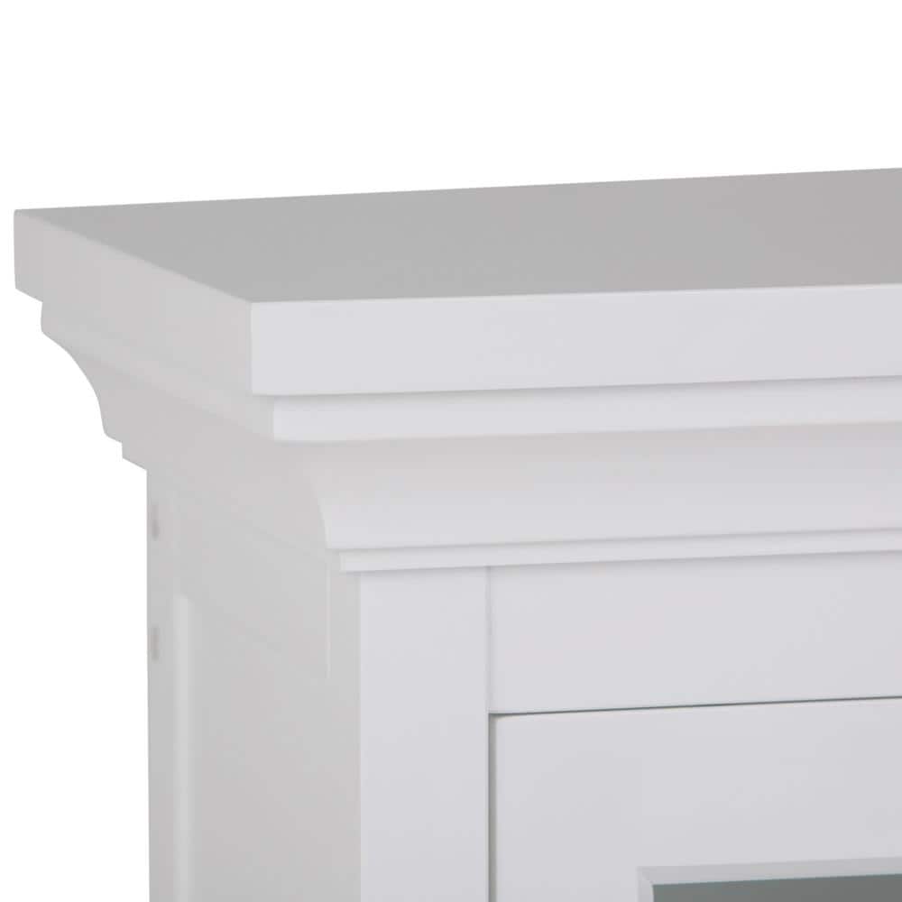 Pure White Rubberwood Bathroom Wall Cabinet with Cubbies