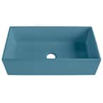 Bradstreet II 33 in. Farmhouse Single Bowl Matte Blue Fireclay Kitchen Sink