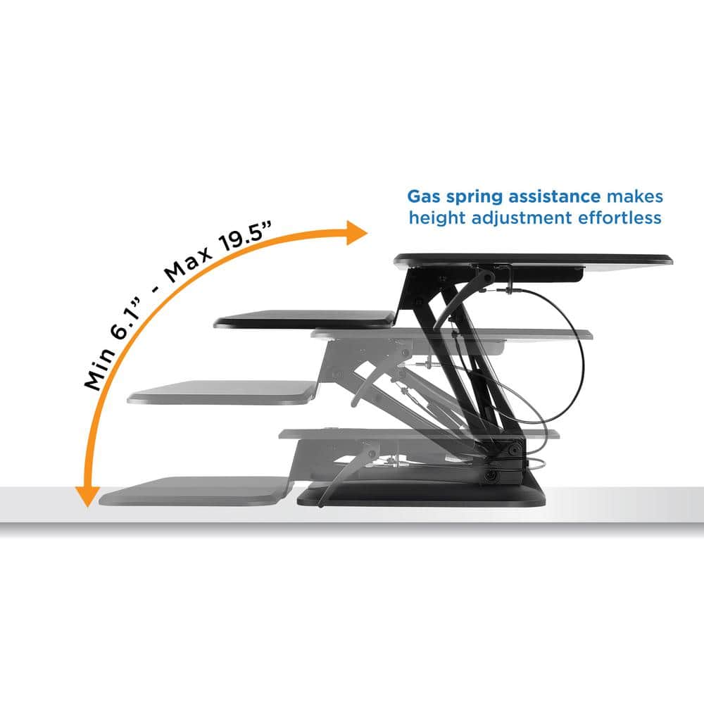 Black Adjustable Standing Desk Converter with Keyboard Tray