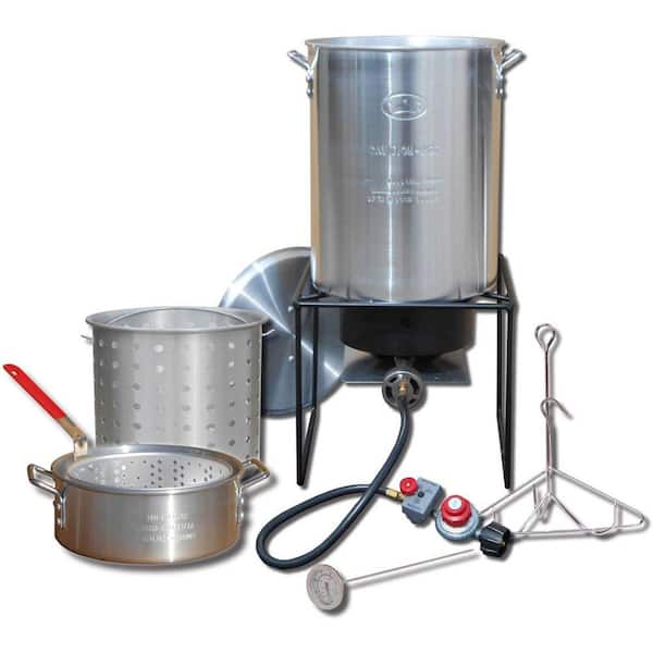 King Kooker 12 in. Welded Square Propane Gas Outdoor Turkey Fryer with 29 qt. with Rack, Hook, Basket and Thermometer