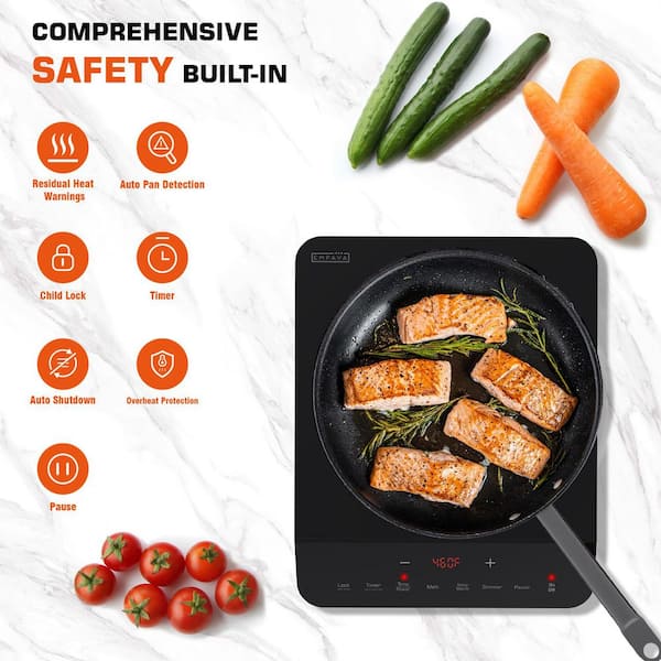 11 in. Portable Single Heating Element, Induction Cooktop 1800W Countertop Induction Stove in Black-Ideal for RV, Dorm