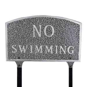 10 in. x 15 Standard Arch No Swimming Statement Plaque Sign with Lawn Stakes - Swedish Iron