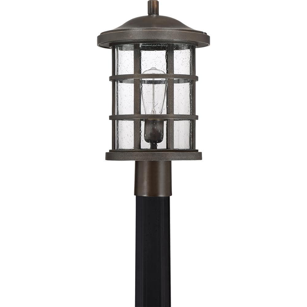 Crusade 10'' Palladian Bronze Outdoor Post Lantern with Crisscrossed Bands