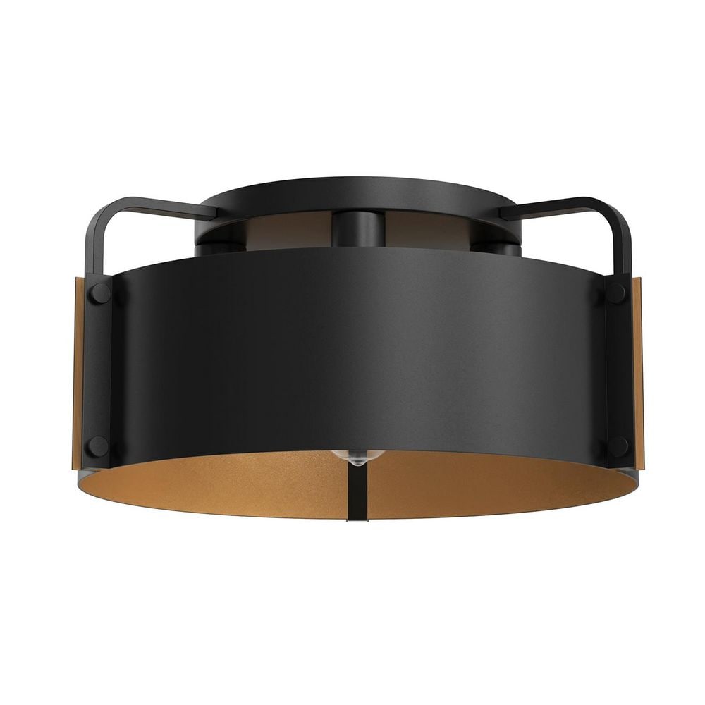 18.1 in.4-Light Black and Gold Semi-Flush Mount Ceiling Light with Metal Shade, Industrial Ceiling Light for Bedroom price history on PriceWatchPro