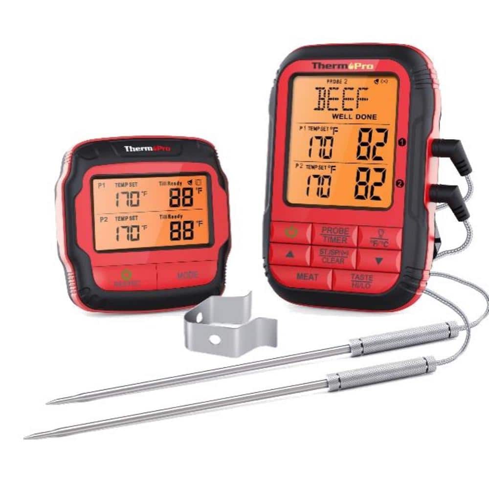 ThermoPro 500 ft. Truly Wireless Meat Thermometer, Red, Bluetooth Meat Thermometer  Cooking Accessory TP960W - The Home Depot