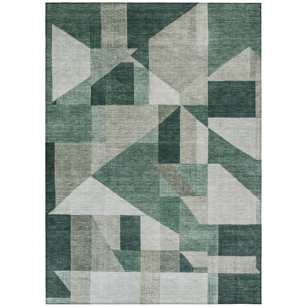 Chantille Machine Washable Indoor/Outdoor Abstract ACN2365 Basil 3 ft. x 5 ft. Area Rug
