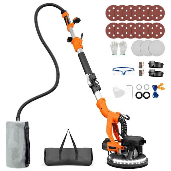 63 in. Drywall Sander with Vacuum Dust Collection, LED Light, 6 Variable Speed, 15 PCS Sanding Discs, Extendable Handle