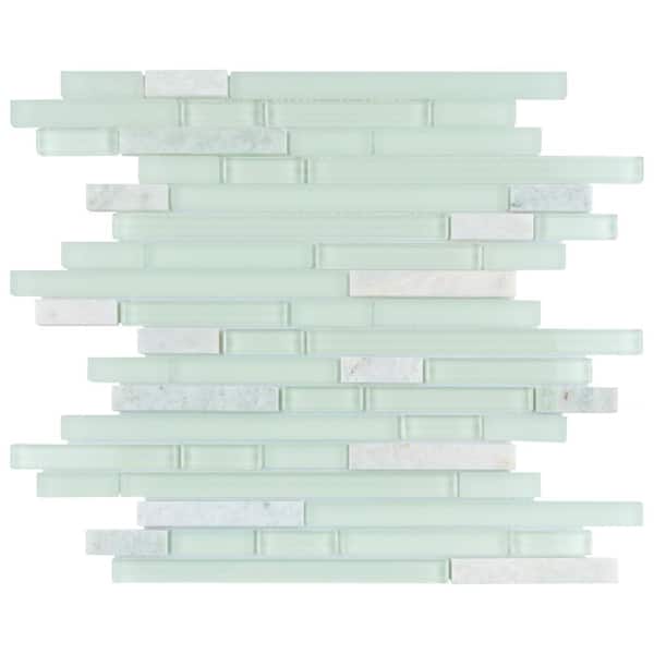 Merola Tile Tessera Piano Ming 11-3/4 in. x 11-7/8 in. x 8 mm Glass and Stone Mosaic Tile