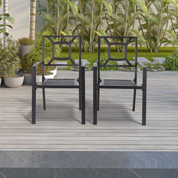 Mondawe Quadrilateral Patio Metal Bistro Outdoor Dining Chair in 