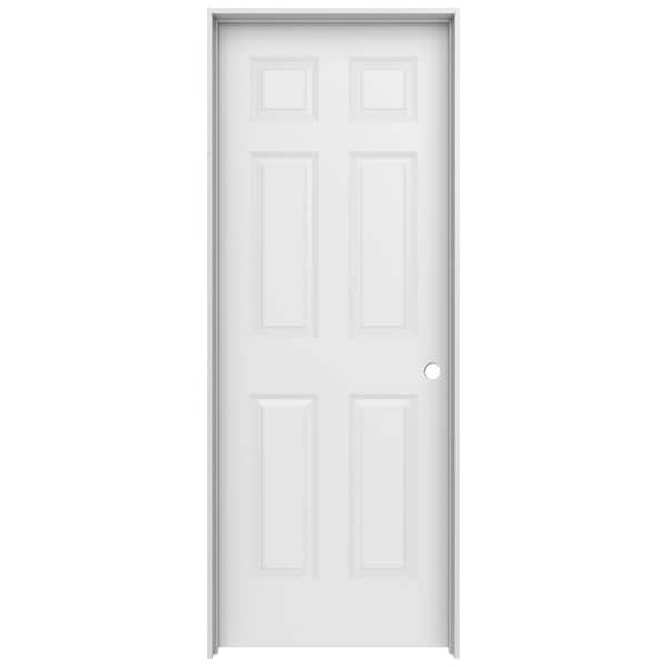 JELD-WEN 36 in. x 80 in. 6 Panel Colonist Primed Left-Hand Textured Molded Composite Single Prehung Interior Door