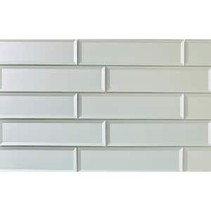 Secret Dimensions Glossy Arctic Blue Subway 3 in. x 12 in. in. Glass Backsplash Wall Tile (14 sq. ft./Case)