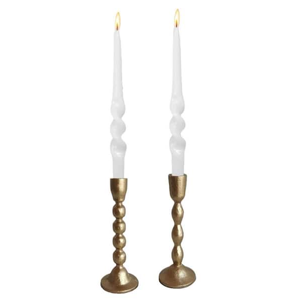 Antique Brass Gold Iron Candle Holders-Set of 2 Decorative Taper Stands