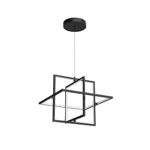 Mondrian 20 in. 1 Light 84-Watt Black Integrated LED Pendant Light