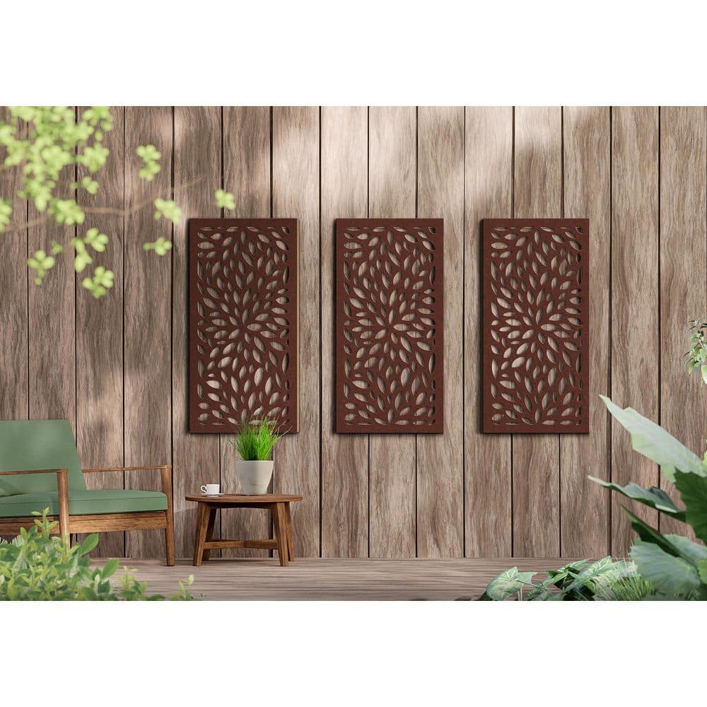 Espresso Brown Floral Recycled Polymer Privacy Panel
