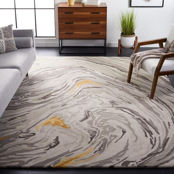 Soho 8 ft. x 10 ft. Gray/Gold Marble Area Rug