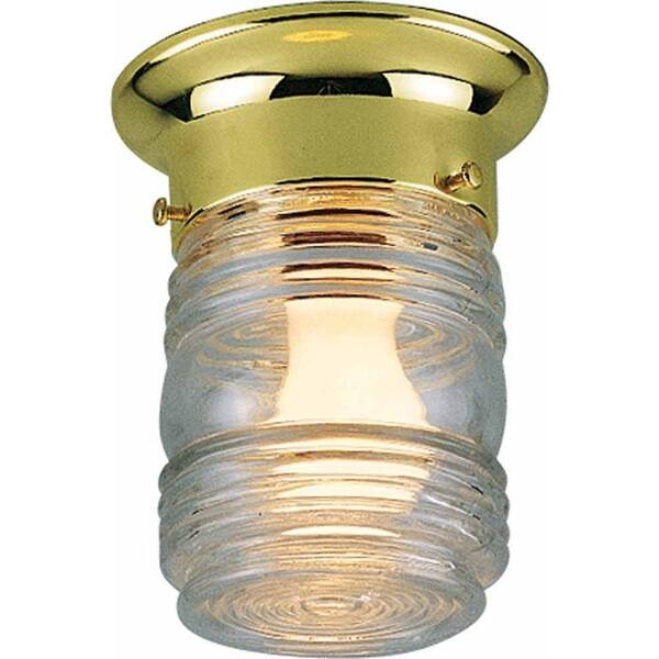 Volume Lighting 1-Light Polished Brass Flush Mount