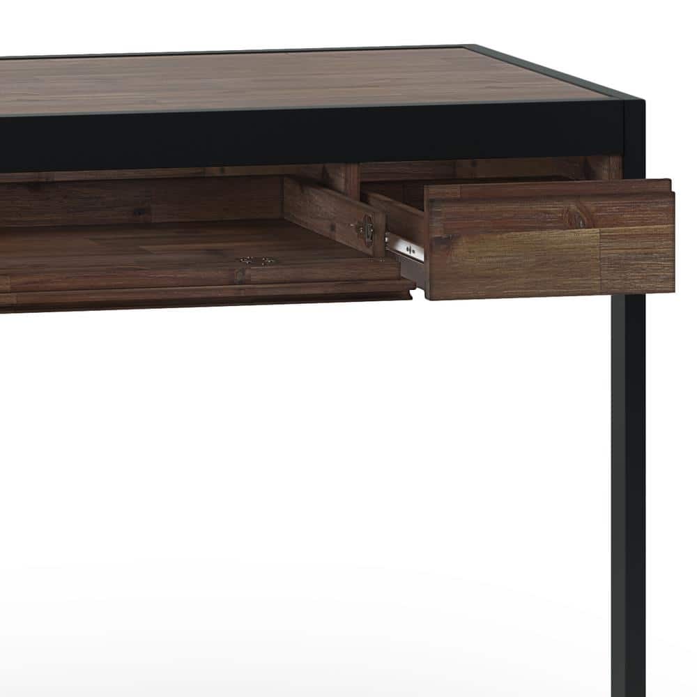 Erina Compact Rustic Natural Aged Brown Acacia Desk with Drawers