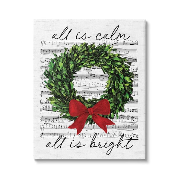 Stupell Industries Bright Holiday Music byLettered and Lined 1-Piece Unframed Graphic Print Typography Poster Art Print 30 in. x 24 in.