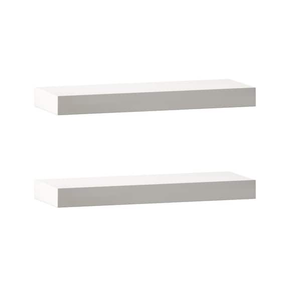 Twin Star Home 1.38 in. x 15.63 in. x 5.75 in. Scarlett White Wood Floating Decorative Wall Shelf with Brackets (Set of 2)