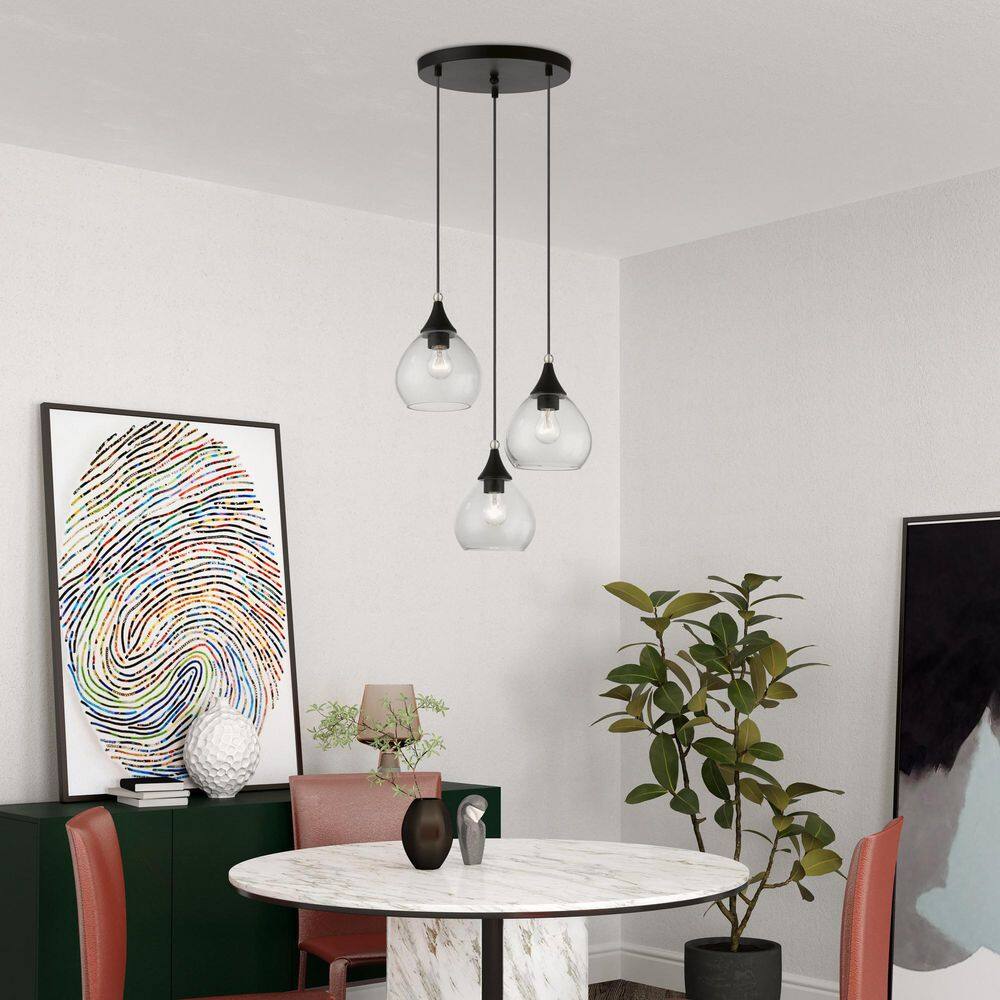 Elegant Catania 3-Light Indoor/Outdoor Pendant with Clear Glass Shades