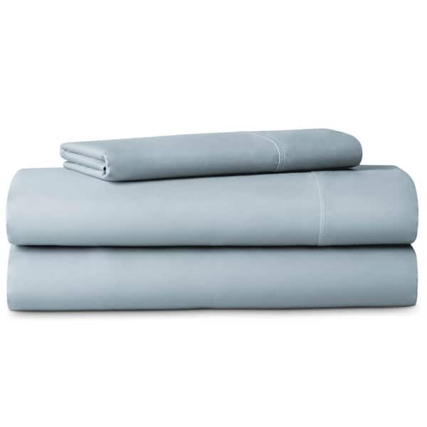 LUCID 3-Piece Blue Solid Microfiber Cot Sheet Set