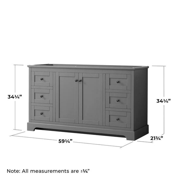 Wyndham Collection Avery 59.25-in Dark Gray Bathroom Vanity Cabinet