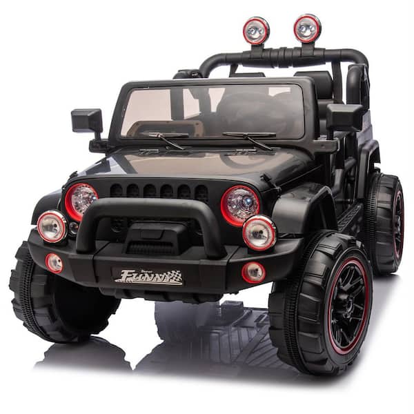 24-Volt Ride On Large Pickup Truck car for Kids, ride On 4WD Toys with Remote Control, Assist in Driving in Black