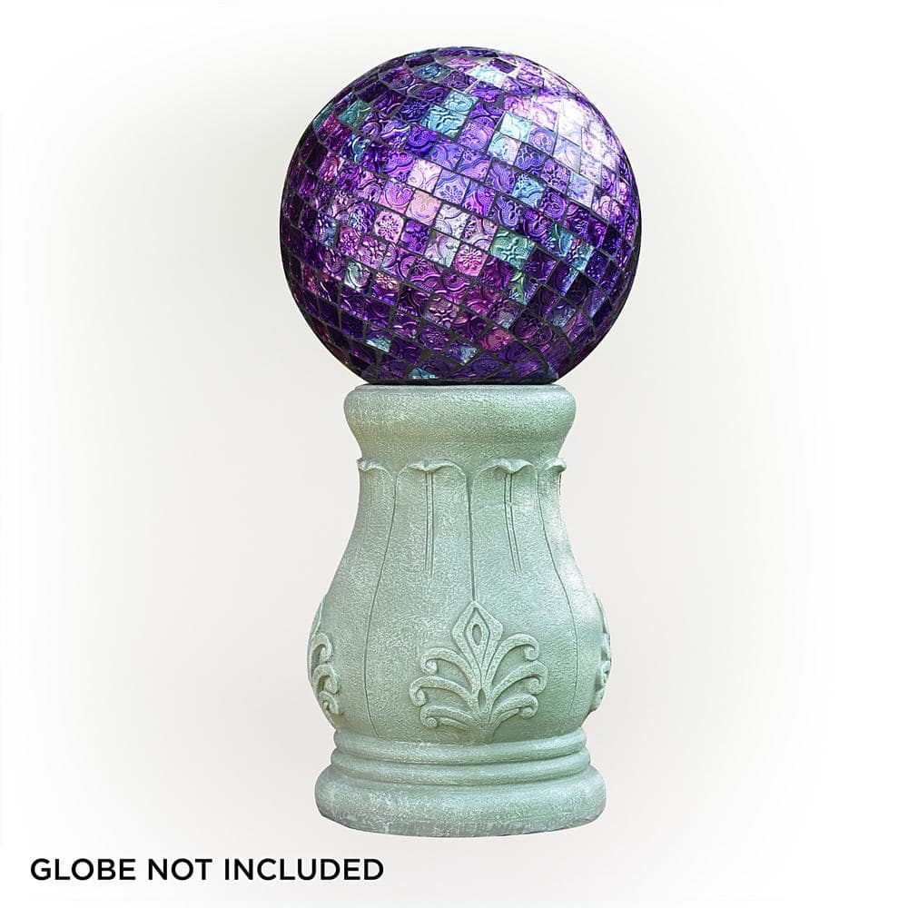 12" Tall Green Polyresin Roman Column Gazing Globe Stand