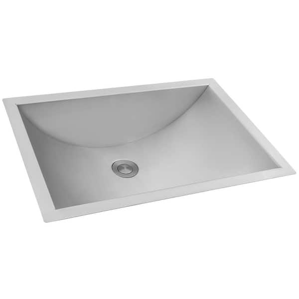 Ruvati Ariaso 20 in. Undermount Rectangular 16-Gauge Brushed Stainless Steel Bathroom Sink