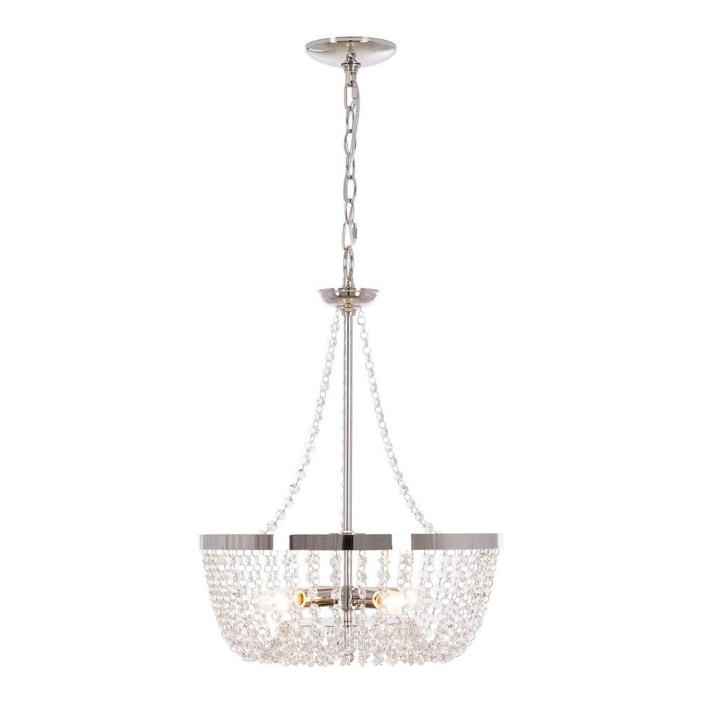 Alsy 4-Lights Polished Nickel Chandelier with Glass Beads