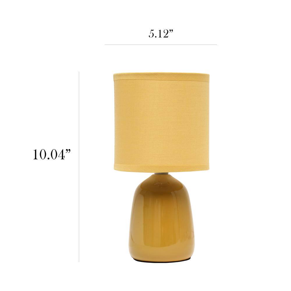 Mustard Yellow Ceramic Thimble Base Table Lamp with Fabric Shade