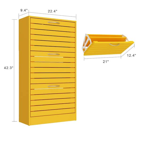 42.3 H Shoe Cabinet, Wood Shoe Rack Storage Cupboard with 2 Tilt-out –  hitowofficial