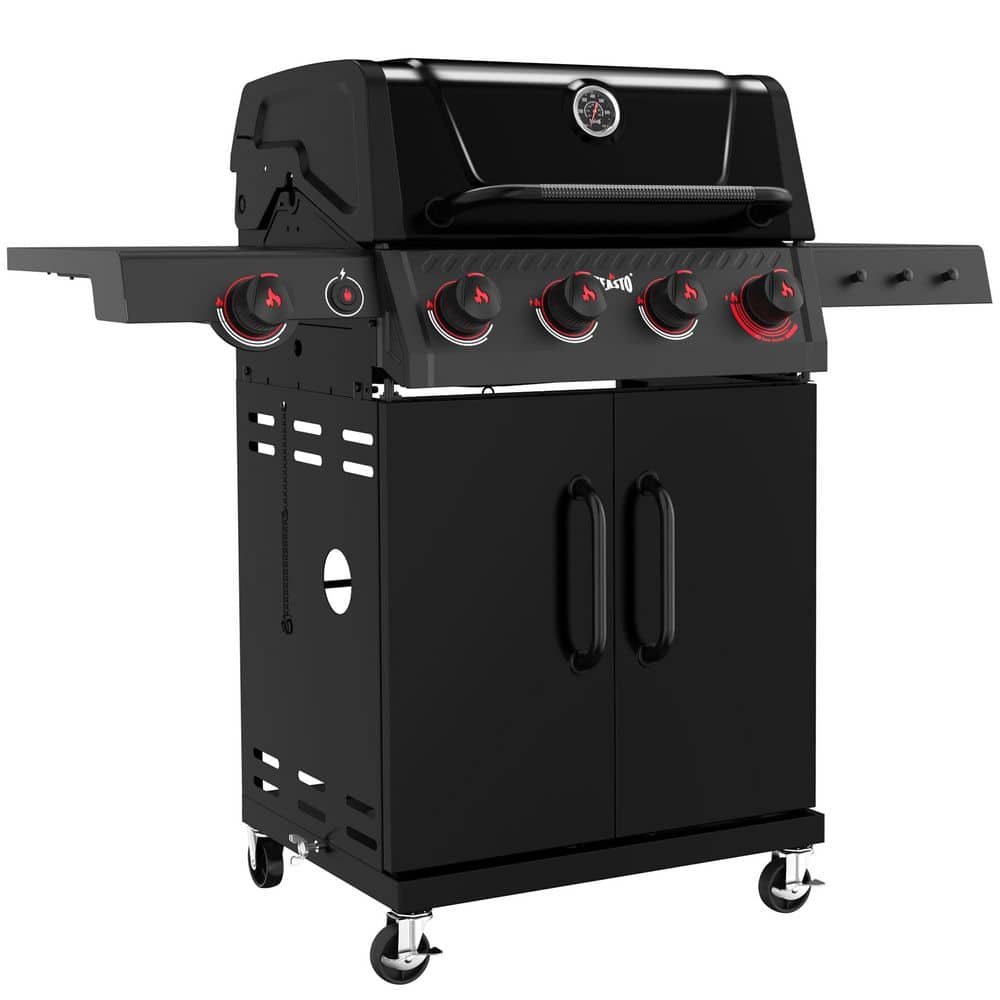 5-â€‹Burner Propane Gas Grill in Black with Side Burner