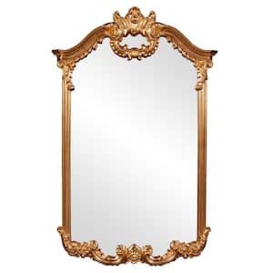 Medium Rectangle Bright Gold Leaf Classic Mirror (32 in. H x 51 in. W)