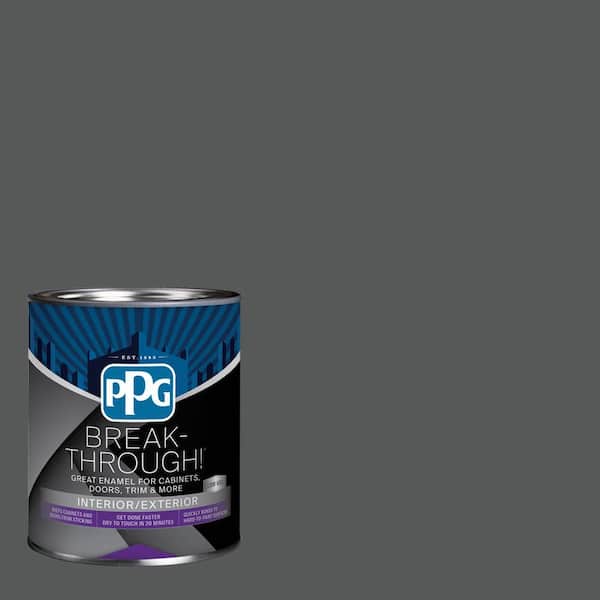 Break-Through! 1 qt. PPG0997-7 Black Widow Satin Door, Trim & Cabinet Paint