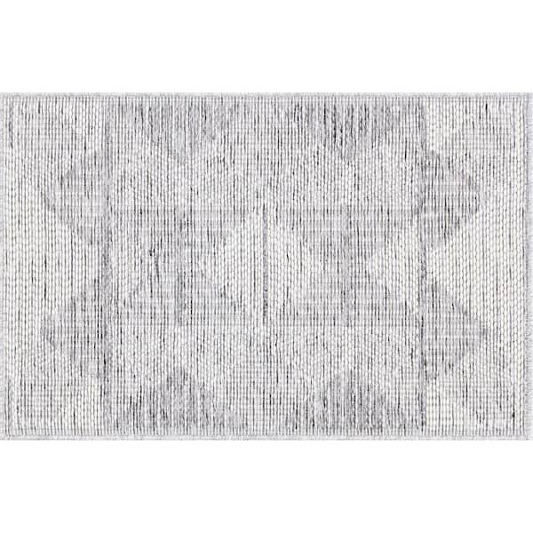 Bailey Gray 2 ft. x 3 ft. Transitional Geometric Flat Weave Polypropylene Rectangle Indoor/Outdoor Area Rug