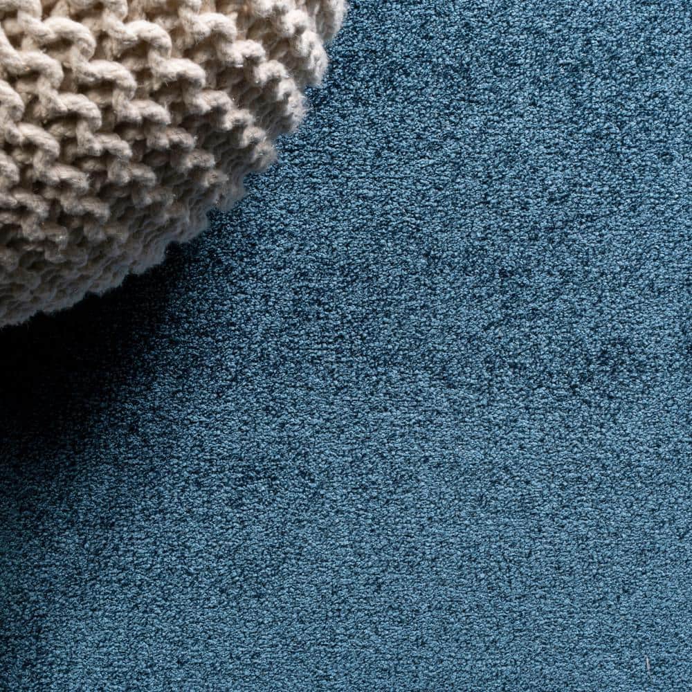 Navy Reversible Solid Synthetic Low-Pile Area Rug