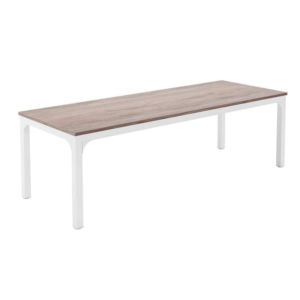 Roesler Gray Brown Wood 78.7 in. 4 Leg Dining Table Kitchen Table for Dining Room Living Room, Seats 6-8