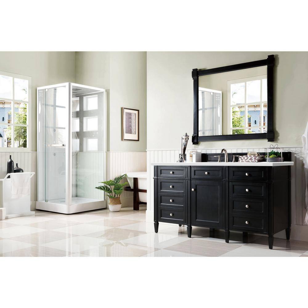 Brittany 60.0 in. W x 23.5 in. D x 34 in. H Bathroom Vanity in Black Onyx with White Zeus Quartz Top price history on PriceWatchPro