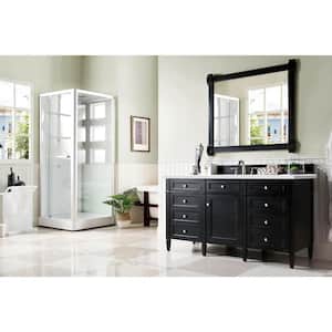 Brittany 60.0 in. W x 23.5 in. D x 34 in. H Bathroom Vanity in Black Onyx with White Zeus Quartz Top